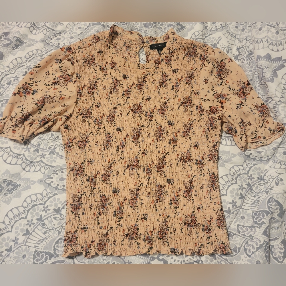 Tamara H Smocked Ditsy Floral Top Sz‎ Med